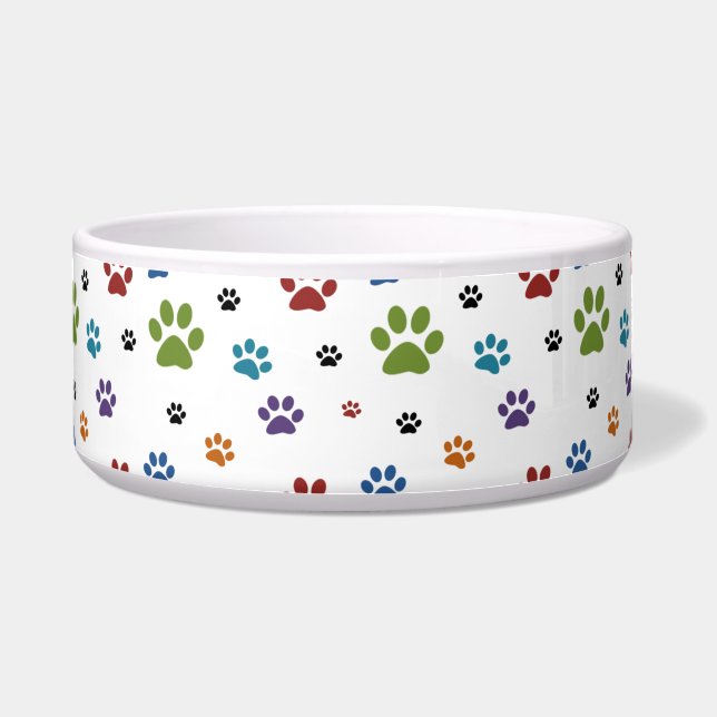 Colorful Paw Prints Bowl (Front)
