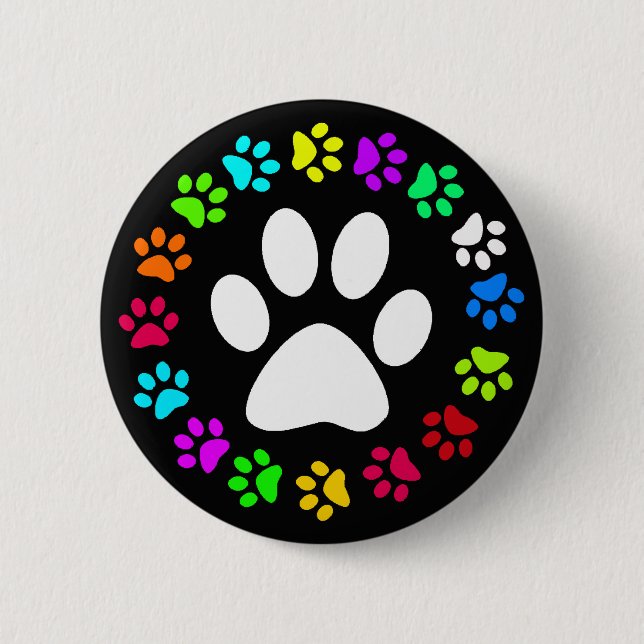 COLORFUL PAW PRINTS BUTTON (Front)