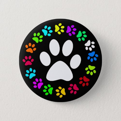 COLORFUL PAW PRINTS BUTTON