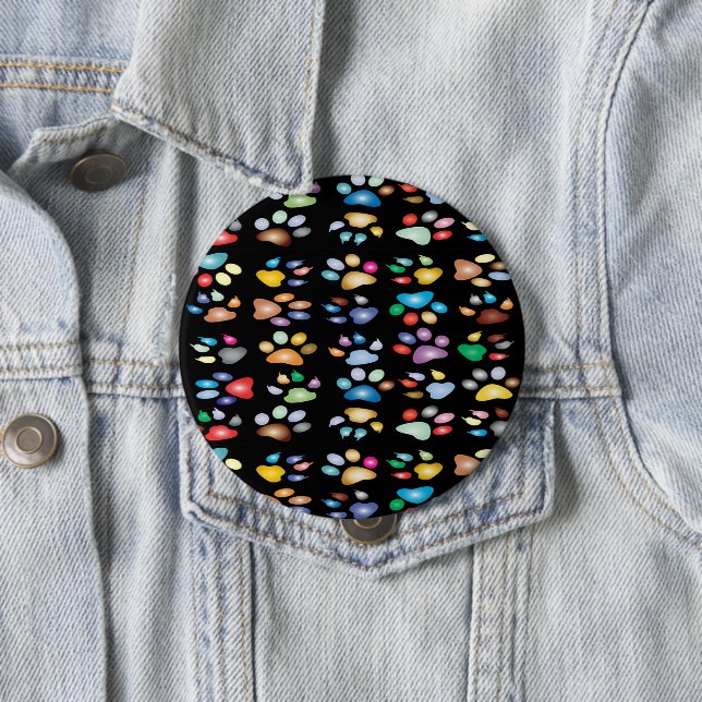 Colorful paw prints button (In Situ)