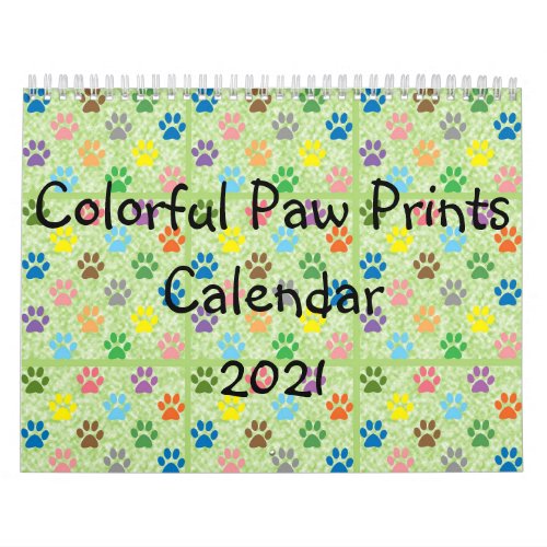 Colorful paw prints Calendar