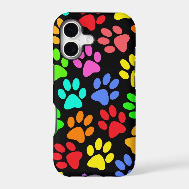 Colorful Paw Prints Collage Iphone Case (Back)