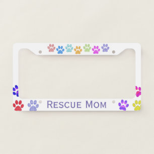 Colorful Paw Prints Custom License Plate Frame