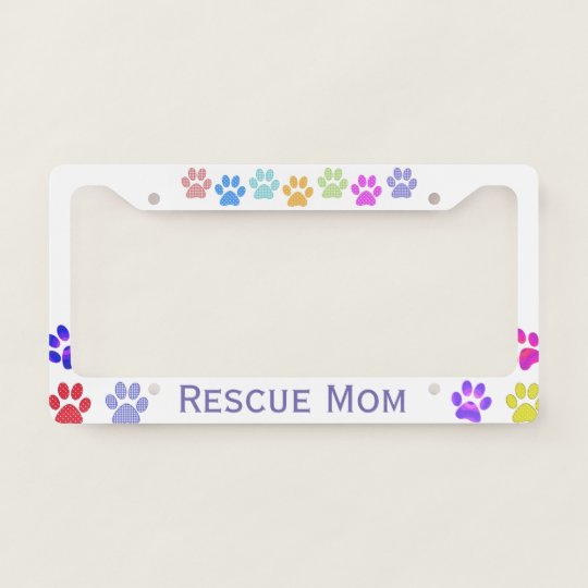Colorful Paw Prints Custom License Plate Frame
