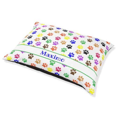 Colorful Paw Prints  Custom Pet Bed