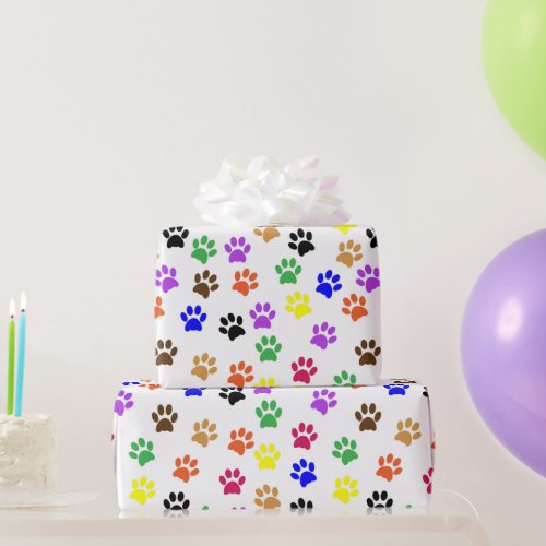 Colorful Paw Prints  Custom  Wrapping Paper