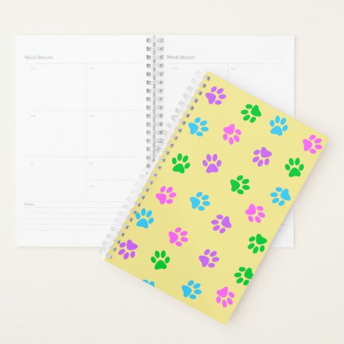 Colorful Paw Prints Day Planner