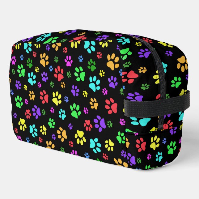 Colorful Paw Prints Design Dopp Kit Bag (Left Corner)
