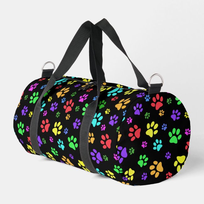 Colorful Paw Prints Design Duffel Bag