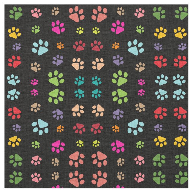 Colorful Paw Prints Design Fabric