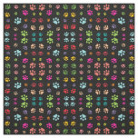 Colorful Paw Prints Design Fabric