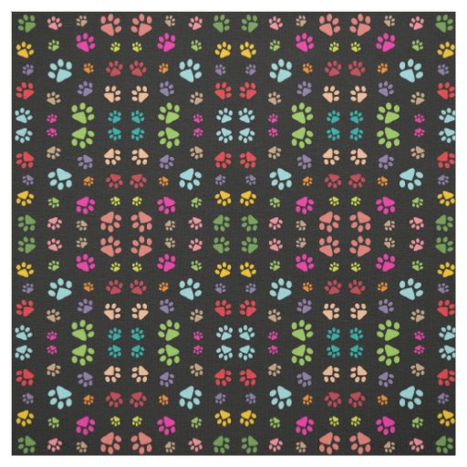 Colorful Paw Prints Design Fabric