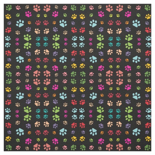 Colorful Paw Prints Design Fabric (Swatch)