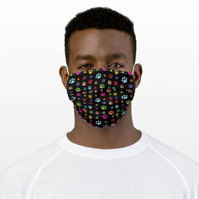 Colorful Paw Prints Design Face Mask