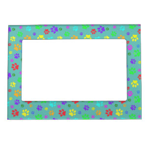 Colorful Paw Prints Design Magnetic Frame