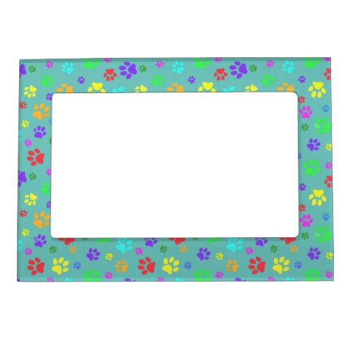 Colorful Paw Prints Design Magnetic Frame