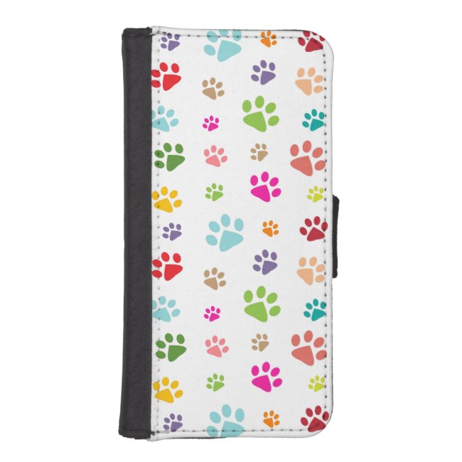 Colorful Paw Prints Design Phone Wallet