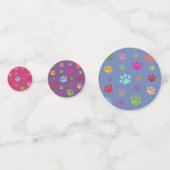 Colorful Paw Prints Design Table Confetti (Fronts)