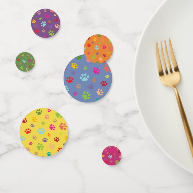 Colorful Paw Prints Design Table Confetti