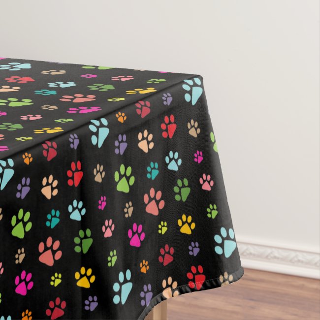 Colorful Paw Prints Design Tablecloth