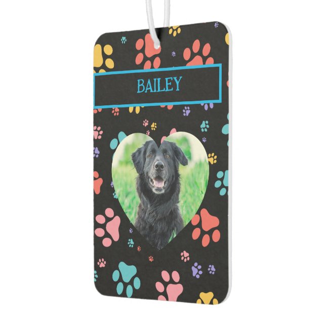 Colorful Paw Prints Dog Photo Air Freshener (Left)