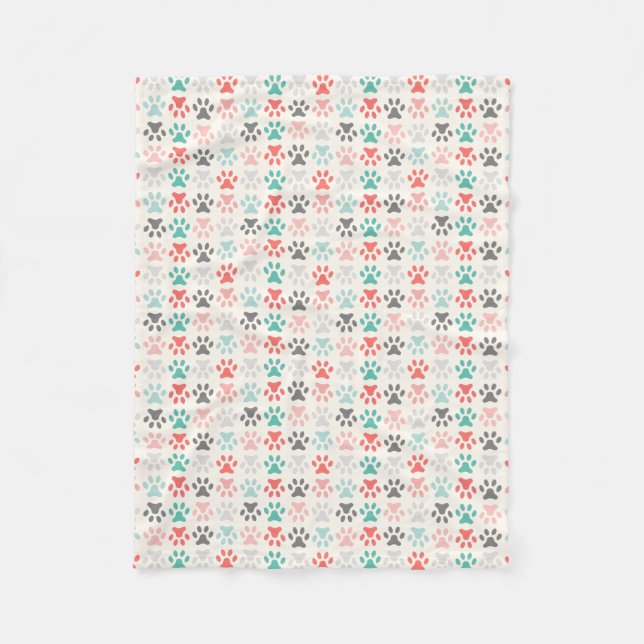 Colorful Paw Prints Doggie Blanket (Front)