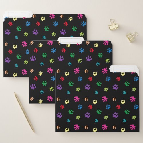 Colorful Paw Prints File Folder