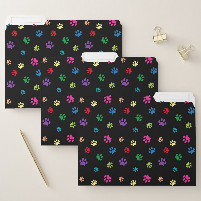 Colorful Paw Prints File Folder (Set)