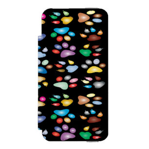 Colorful paw prints iPhone SE/5/5s wallet case