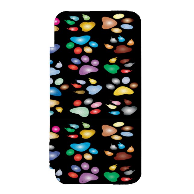 Colorful paw prints incipio iPhone wallet case (Folio Front)