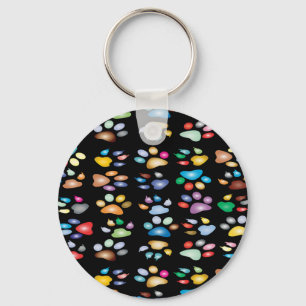 Colorful paw prints keychain