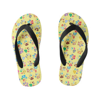 Colorful Paw Prints Kid's Flip Flops