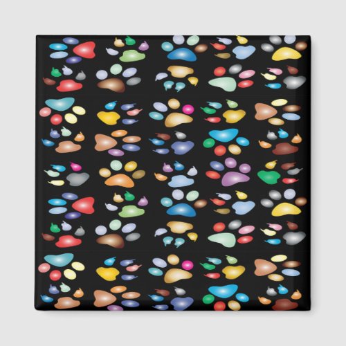 Colorful paw prints magnet