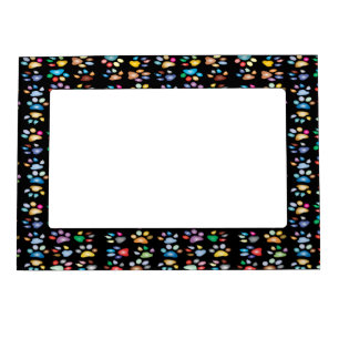 Colorful paw prints magnetic frame