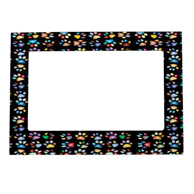 Colorful paw prints magnetic frame (Front)