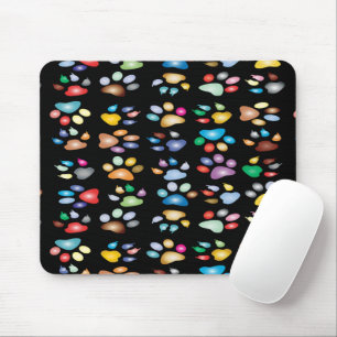 Colorful paw prints mouse pad