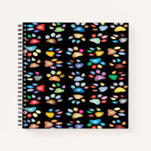 Colorful paw prints notebook