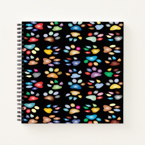 Colorful paw prints notebook