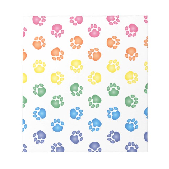 Colorful Paw prints Notepad (Front)