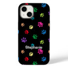 Colorful Paw Prints on Black