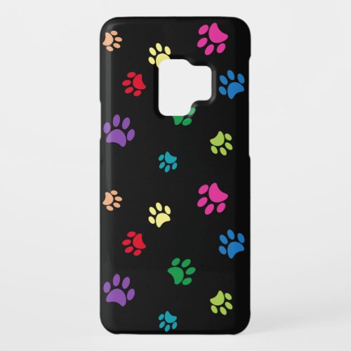 Colorful Paw Prints on Black Case_Mate Samsung Galaxy S9 Case