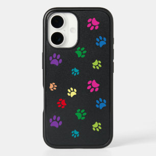 Colorful Paw Prints iPhone 16 Case