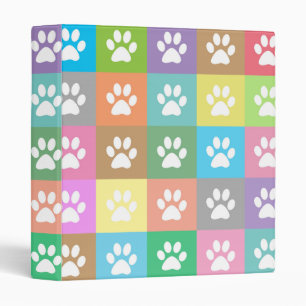 Colorful paw prints pattern        3 ring binder