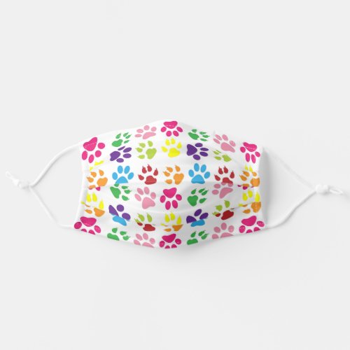 Colorful Paw Prints Pattern Adult Cloth Face Mask