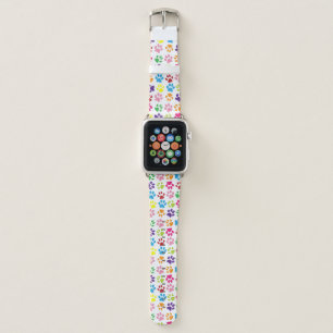 Colorful Paw Prints Pattern Apple Watch Band