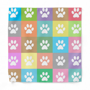 Colorful paw prints pattern   bandana