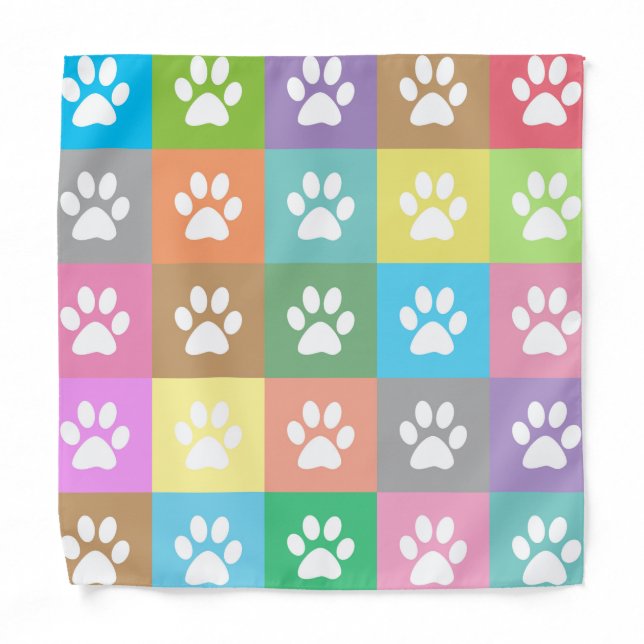 Colorful paw prints pattern   bandana (Front)
