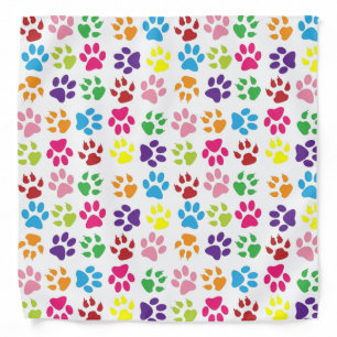Colorful Paw Prints Pattern Bandana