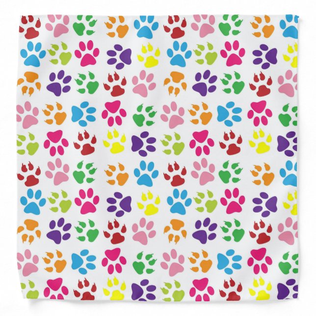 Colorful Paw Prints Pattern Bandana (Front)