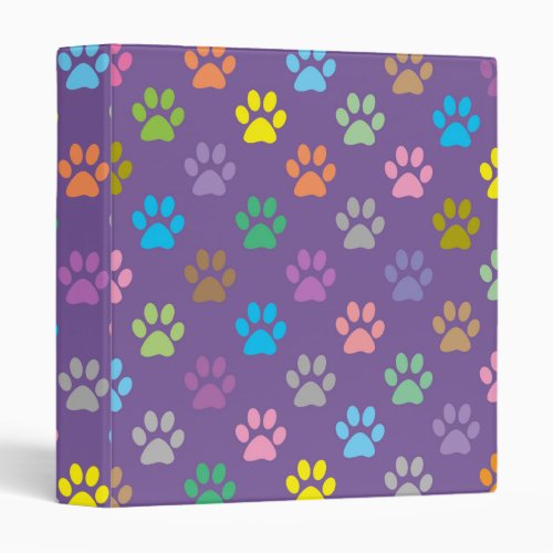 Colorful paw prints pattern binder